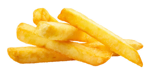 Heap of tasty potato fries cut out