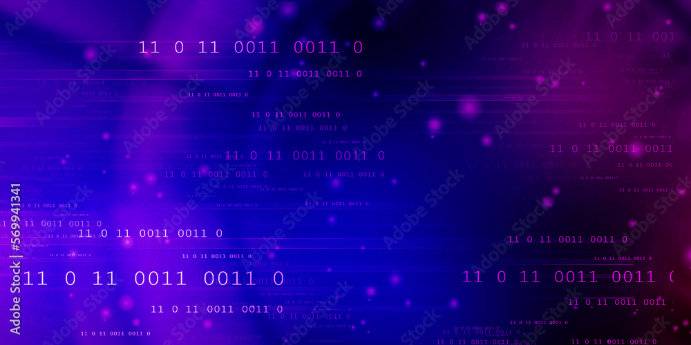 Poster 2d illustration abstract digital binary data on computer screen