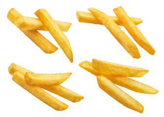 Heap of tasty potato fries cut out