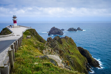 Fototapeta na wymiar Lighthouse, Cape Ortegal cliffs and atlantic ocean, Galicia, Spain