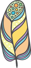 Magic bird feather. Decorative quill color icon