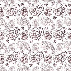 seamless floral pattern with hearts