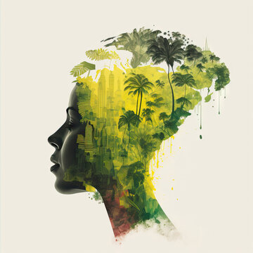 AI image of Brazilian woman and palms