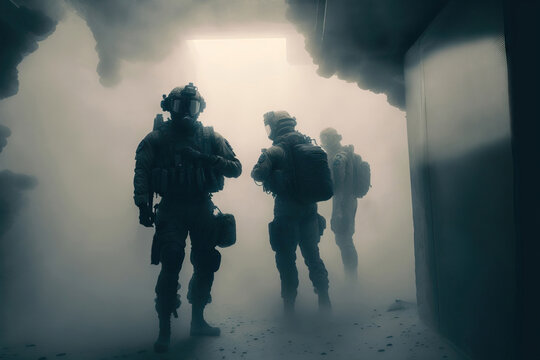 AI image of Special Forces in smoke