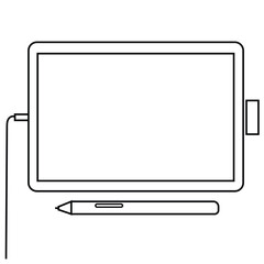 Graphics pad with a pen vector illustration