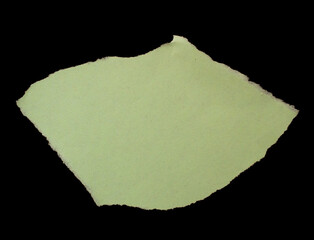 Torn paper piece isolated on black background