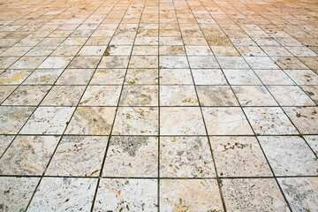 New paving made with stone blocks in a pedestrian zone