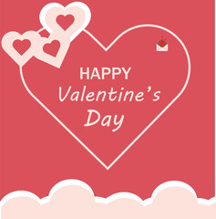 Happy Valentine's day greeting card - love day vector card with hearts in  Vector illustration