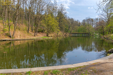 Fototapeta na wymiar Fishing Pond Tresnja Calm Water