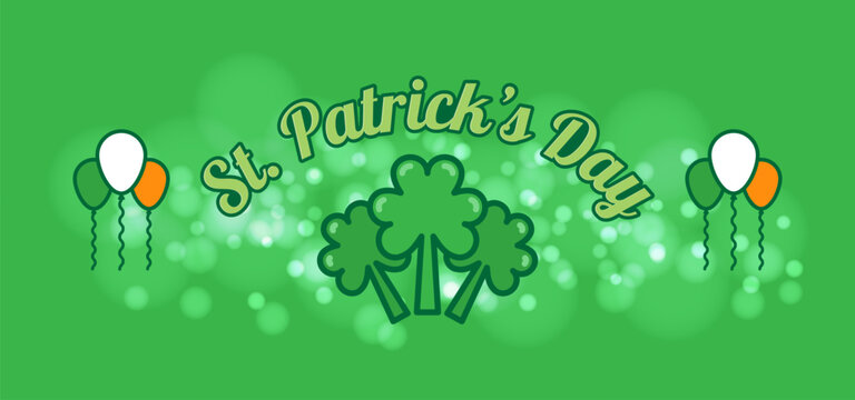 St. Patrick's Day vector background with clover leaf and balloon on green background