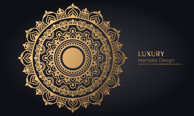 Vector creative luxurious mandala design background in gold color