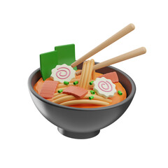 japanese ramen noodle illustration 3d
