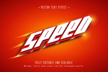 Editable 3d text effect speed text with red background