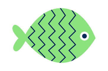 Cute hand drawn abstract fish with colorful ornament flat icon