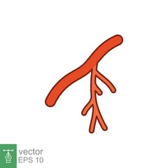 Human artery icon. Filled outline style can be used for web, mobile, ui. Blood, vessel, artery, vascular, vein, cardiovascular, heart concept. Vector illustration isolated on white background. EPS 10.