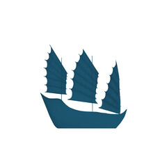 a junk, boat, blue, pattern decor