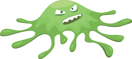 Green ameba character. Cartoon angry monster mascot