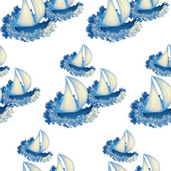 Sailing boat, water, blue wave