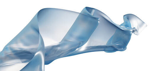 透過した背景となびく透明な旗　透明なフィルム