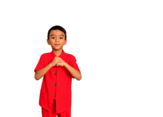 little boy fashion Smiling child in red chinese dress, style and fashion ideas for children. chinese new year
