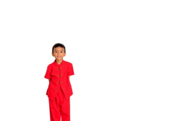 little boy fashion Smiling child in red chinese dress, style and fashion ideas for children. chinese new year