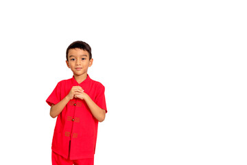 little boy fashion Smiling child in red chinese dress, style and fashion ideas for children....