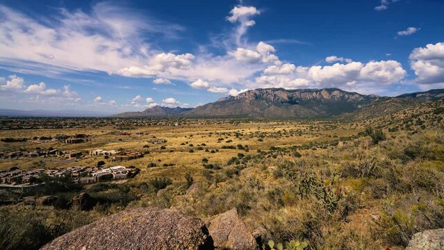 Time-lapse of Sandia mountains and foothills in Albuquerque, New Mexico.