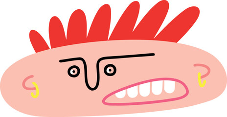 funny punk with bizarre hair and Ugly face