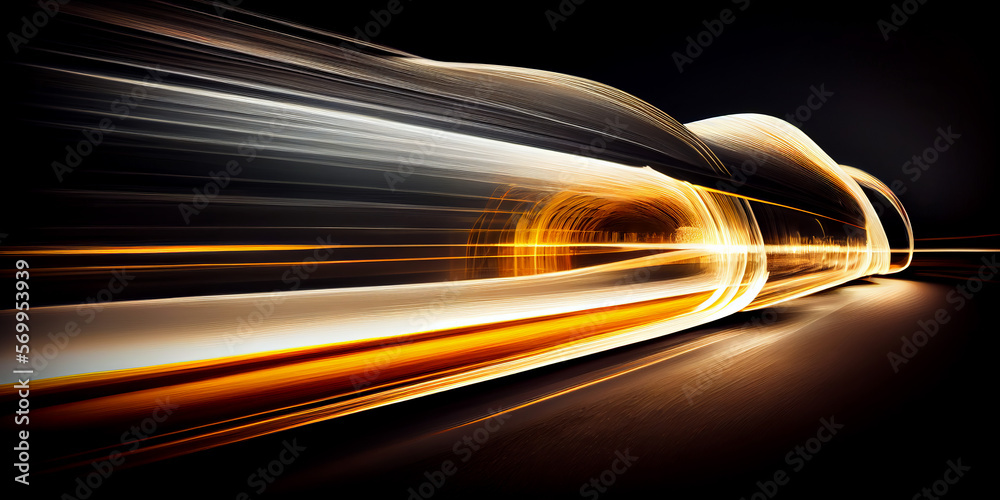 Wall mural abstract long exposure dynamic speed light trails background. generative ai
