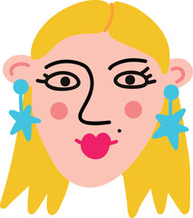 Cute young blonde face with cool earrings