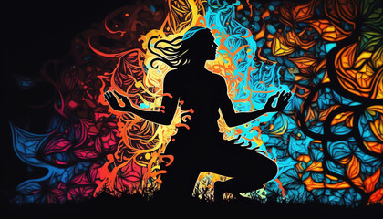 Dynamic wallpaper background yoga abstract form generative ai