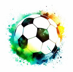 Fototapeta premium Soccer ball hand drawn watercolor illustration championship