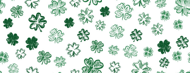 Fototapeta premium Saint Patricks Day, clover set, hand drawn illustrations. 