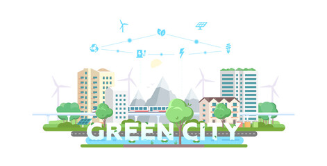 Green city - modern flat design style illustration