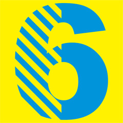 blue numbers and signs on a yellow background