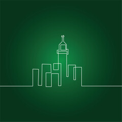 illustration of a mosque with green theme sketch vector