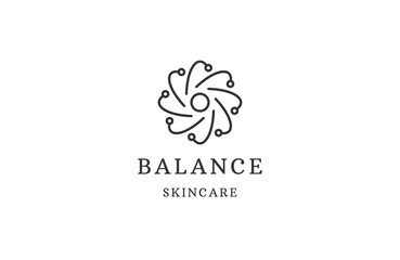 Yoga studio logo. Wellness health spa line icon. Meditation symbol. Zen harmony balance flat vector.