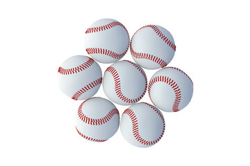 Baseball ball isolated on white background. Sports equipment. Top view. 3d render