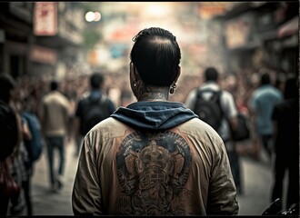 Fototapeta premium man from the back observing the environment