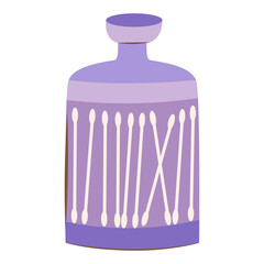 Vector icon of ear sticks in a jar. Vector icon of a cotton swab