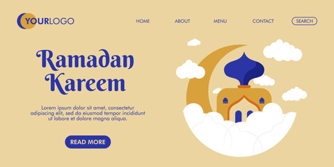 illustration of page landing Ramadan Kareem