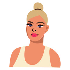 Vector illustration of beautiful woman with smiling facial expression