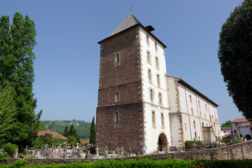 Fototapeta na wymiar Saint-Martin church in the Sare village. Nouvelle-Aquitaine region