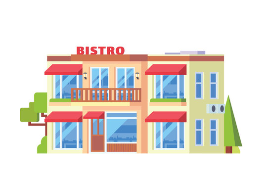 Vector bistro and restaurant building flat design illustration