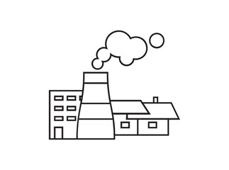 mining factory building icon in line hand drawing style