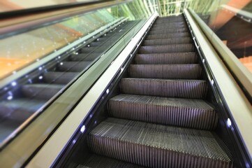 Close up view of escalators deliberated motion blur