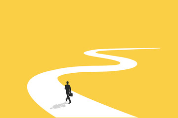 Businessman follow a path for business opportunities. visionary leadership different business routes. Symbol of ambition, motivation and long road ahead