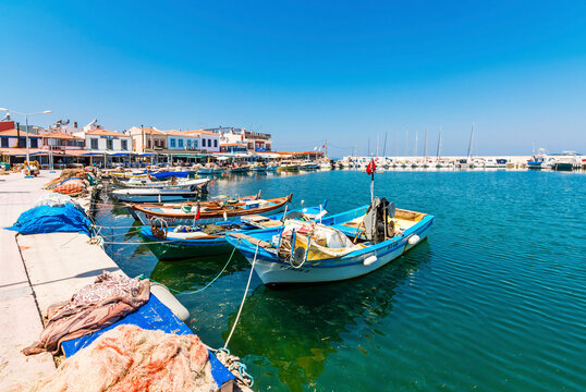 Urla, Turkey - April 20, 2012 : The harbour view in Urla Town of Turkey