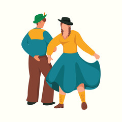 Faceless Young Cowboy And Cowgirl Performing Western Dance On Beige Background.