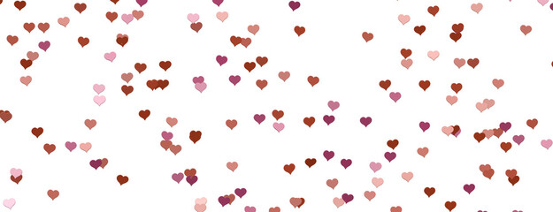 Fototapeta na wymiar Falling red and pink hearts isolated on transparent background. Valentine’s day design.